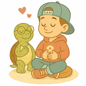 Sam und Schildkröte Tilda meditieren - Herz und Verbindung im Achtsamkeitstraining (Achtsamkeit Kinder ADHS)